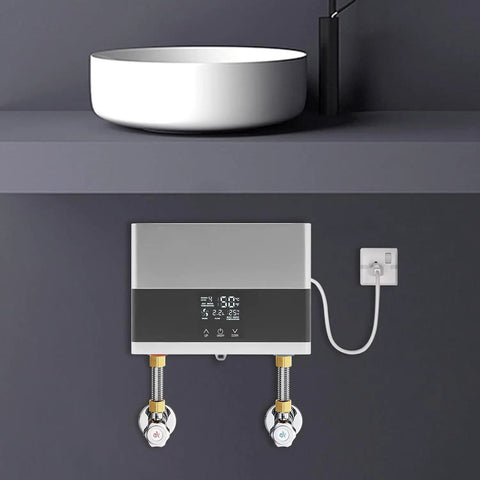 Dang Nice Under Sink Instant Hot Water Heater With Crisp Digital Display 110 Volt 4000 Watt Heavy Duty Electric Mini Tank mounted under counter.