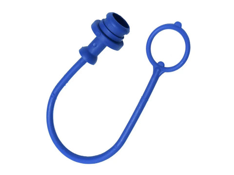 Four Pack Hydraulic Dust Plug Caps For Female ISO Pioneer Quick Connectors 1/2 Inch ID Agricultural Hoses blue tethered cap