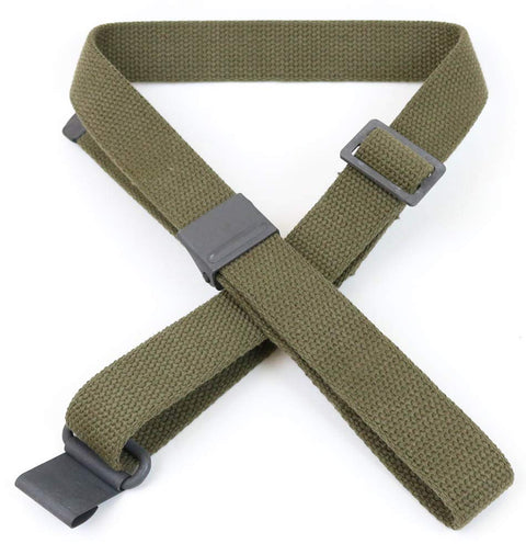 Green Web Sling For M1 Garand USGI Pattern Two Point OD Cotton Made In USA With Parkerized Steel Hardware 1.25 Inch Wide By 48 Inch Long