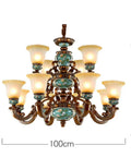 Premium 12 Light Vintage Chandelier Ceiling Pendant Lamp With Rustic Iron Frame Warm Edison Bulbs 75cm height 100cm width.