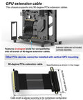 Open Air PC Test Bench Frame For DIY Rig Builds Heavy Duty Steel Desktop Chassis Rack Stand Fits ATX ITX MATX Motherboards Black Powder Coated 2mm Steel Compact 300x182x347mm Profile shown with GPU extension cable setup.