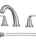 Brushed Nickel Widespread Bathroom Faucet With Two Handles, 3 Hole Installation, Adjustable 4 To 16 Inch Spread, Solid Brass and Stainless Steel Build, Drip Free Ceramic Cartridge, Pop Up Drain Stopper Included
