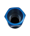Blue hexagonal core drill bit with internal threading and hollow center