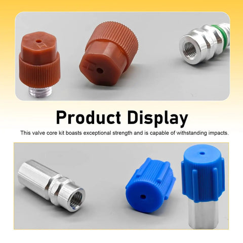 17 Piece Car AC Valve Core Kit Pro Grade With R12 To R134a Conversion, AC Removal Tool And Service Port Seal Caps details
