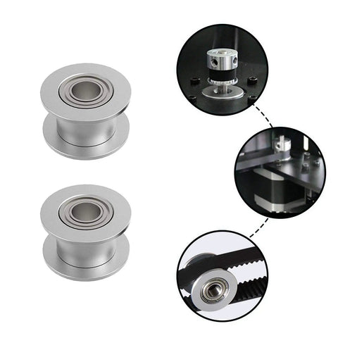 4 Pack GT2 Idler Pulleys 20 Teeth 5mm Bore 10mm Wide With Double Bearings For 3D Printer CNC Machines Beefy Durable Aluminum Alloy Replacement Parts Perfect For Smooth Operation Low Noise High Precision, silver idler pulley with double bearings