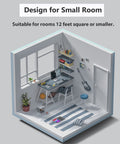 Design for small room with desk, shelves, window, and cat-friendly decor; suitable for rooms 12 feet square or smaller.