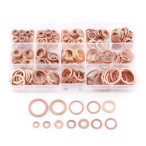 Killer Copper Flat Washers 280 Pcs Set 12 Sizes Screws Bolts Fasteners Storage Case, copper washers organized by size