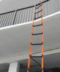 Heavy Duty Fire Escape Ladder With Two Heavy Hooks, 33.1 Feet Emergency Rope Ladder For 3 To 5 Story Homes hanging from balcony