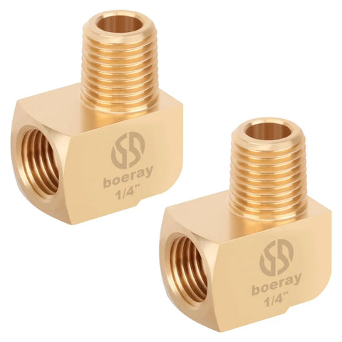 Two Pack One Quarter Inch NPT Brass Fittings 90 Degree Street Elbow Male To Female Pipe Adapter Forged Brass Barstock