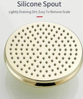 UMJIGF 8 Inch Shower System with Cold and Hot Water Shower Combo Set Multifunction Single Handle shower faucet gold silicone spout detail.