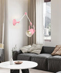 Real Deal Nordic Metal Swing Arm Wall Sconce Adjustable Task Light With Heavy Gauge Body E27 Compatible Easy Install For Bedroom Hallway Living Room Top Pick Gray White Finish in pink setting.