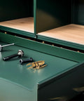 Kick Up Your Home Renovations With This Dang Absolutely Stunning Pair Vintage Brass Beetle Cabinet Drawer Pulls Perfect For Any Dresser Upgrade Or Quick Weekend Makeover. Vintage brass beetle pull on green drawer.