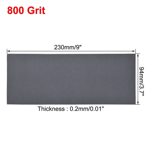 800 grit waterproof wet dry sanding sheet, 230mm x 94mm, for auto body wood and metal polishing tasks, Get That Perfect Finish With These 30 Pcs Waterproof Wet Dry Sanding Sheets Assortment For Auto Body Wood And Metal Polishing Tasks With Custom Trim Sizes.