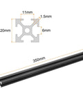 350mm 14 Inch 20 Series Aluminum T Slot Extrusion Profile Black Anodized European Standard 6063 Alloy For 3D Printer CNC Machine Build Beefy Built To Last Durable Linear Rail Frame, 20mm profile cross-section