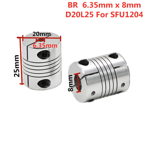 Beefed Up Ball Screw SFU1204 250mm Length 12mm Diameter 4mm Pitch Kit coupler 6.35mm x 8mm for CNC machines