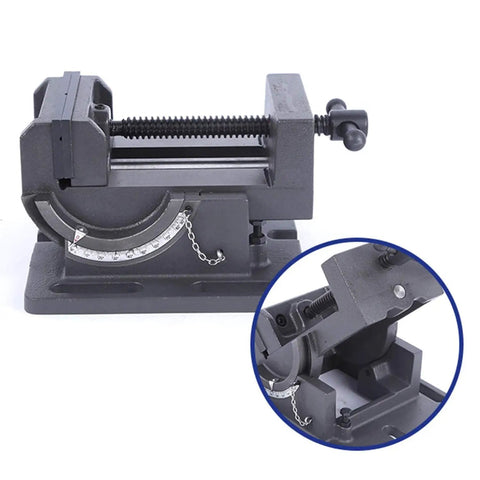Beefy 4 Inch Angle Drill Press Vise With Cradle Style Tilting Jaw, Benchtop Industrial Strength Drill Clamp Vice, 4 Inch Jaw Width, 4 Inch Jaw Opening, 1-1/2 Inch Jaw Depth, Built For Precise Metalworking