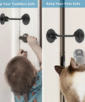 Heavy Duty Barn Door Latch And Lock Set Black Six Inch Hook And Eye Catch With Rust Proof Steel And Included Screws installed near a door for safety.