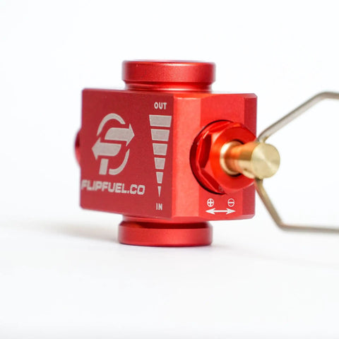 Red Fuel Transfer Kit For Backpacking And Camping With Flow Control Valve And Integrated Pressure Vent Isobutane Canister Refill