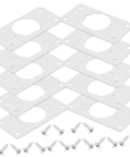 Image of a Stainless Steel Hinge Repair Plate Kit, 50 Pcs For Cupboard and Cabinet Doors, showing 8 plates and screws.