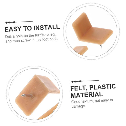 Slick Glide Furniture Slider Pads Two Hundred Pack for Hardwood Floors showing easy install plastic foot pads with sharp screws.