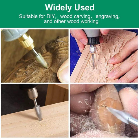 Wood carving drill bit set, 5 pieces with 1/8 in shank for engraving and woodworking in DIY projects