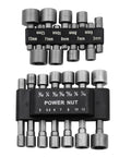 Workhorse 9 Piece Socket Sleeve Set Featuring Hexagonal Wrench Adapters And Pneumatic Extension Rods arranged with various socket sizes.