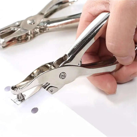 Metal Handheld Hole Puncher With 3Mm And 6Mm Circular Holes punching paper, durable steel build, ideal for office and DIY tasks