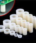 Durable Nylon Spacer Kit With 300 And 450 Pieces Round Standoff Spacers And Nut Spacers ABS Plastic Hollow Washers M6 Screws Three Set Hardware Assortment For Easy Mounting And Vibration Dampening, white nylon spacers