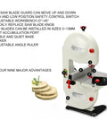 Badass 8 Inch Vertical Band Saw With Adjustable Tilt Table For Precision Curve Cuts Through Wood Metal Plastic And Bone with adjustable features.