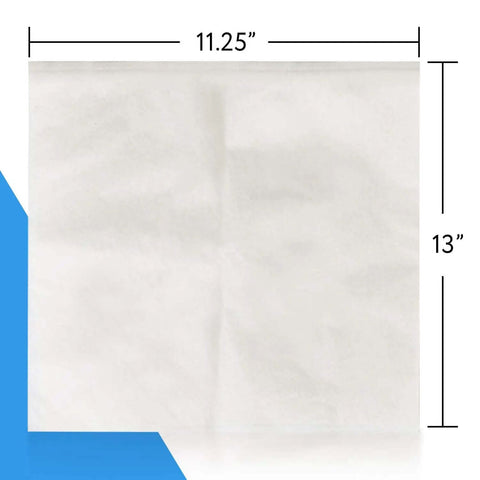Front view of Disposable Cold Brew Filter Bags For Iced And Batch Coffee Easy Brew No Mess Rip Resistant Paper Filters Compatible With Toddy Cold Brew Maker Eleven And A Quarter Inch By Thirteen Inch White Pack Of Thirty showing dimensions.