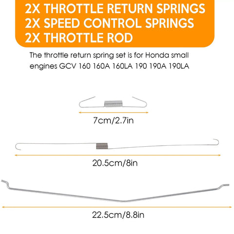 36 Pack Throttle Springs Kit For Honda Briggs And Stratton Small Engines And 2kW To 4kW Generators showing spring sizes and measurements