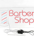 Lit Barber Shop Neon Sign For Wall Decor LED Neon Lights Red Blue White 24 By 13.8 Inch Indoor Display with 12V Power Adapter