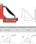 Front view of LISHUAI double-switch welding magnet with NdFeB clamp, red base and silver frame, 50 kg pull force