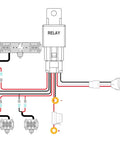 Wiring diagram for 12 Inch 72W Spot Flood Combo LED Light Bar Kit with wiring harness for off-road vehicles.