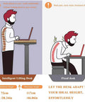 L Shaped Electric Height Adjustable Standing Corner Desk Ergonomic Sit Stand Computer Table For Home Office ergonomic height settings illustration