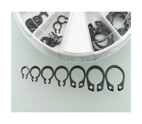 Assorted sizes of 70 Pcs External Retaining Circlips E Clip Washers Retaining Ring Carbon Steel Kit for Auto Repair and DIY Projects