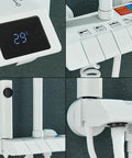 RIBEUJIZS Digital Shower System, White Digital Display Shower System Set LCD showing temperature display and faucet controls.