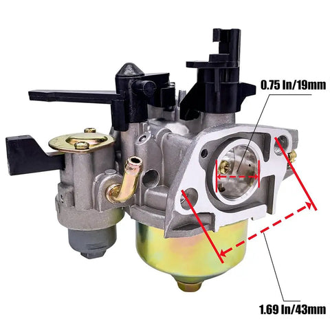 Carburetor For Powersports 196cc CT200U CT200U-EX Trail 200 Mini Bike Baja HT65 WR65 showing dimensions and features