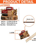 Illustration with dimensions of Personalized Couple Pickup Truck Wood Plaque With You And Me We Got This Custom Photo Standing Decor.