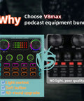 Comparison of V8max Voice Changer And Podcast Microphone Bundle sound card with another, highlighting features.