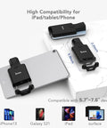 Portable Bluetooth Barcode Scanner With 3000mAh Battery for 1D 2D QR Codes shown next to iPad, compatible with iPhone and Android devices.