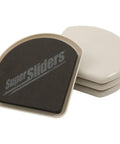 Stack of 5 Inch Corner Furniture Sliders For Carpet Set Of 4 Beige Anti Slip Moving Pads with 'SuperSliders' logo visible