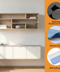 Blue 150mm Finger Edge Pull 4 Pack Concealed Drawer Handles with screws detail and secure edge on cabinet