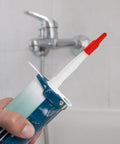 Super Fast Swap 100 Pack Plastic Caulking Nozzle Extenders With 1/2 Inch Thread For Hot Glue Guns And Sealant Jobs To Speed Up DIY Home Repair Work, red cap shown