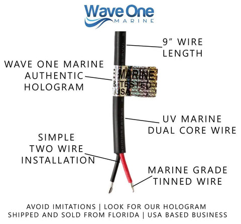 Marine Dual Color LED Boat Spreader Light With Deck Flood Beam Stainless Hardware and UV Marine Dual Core Wire, 9-inch length