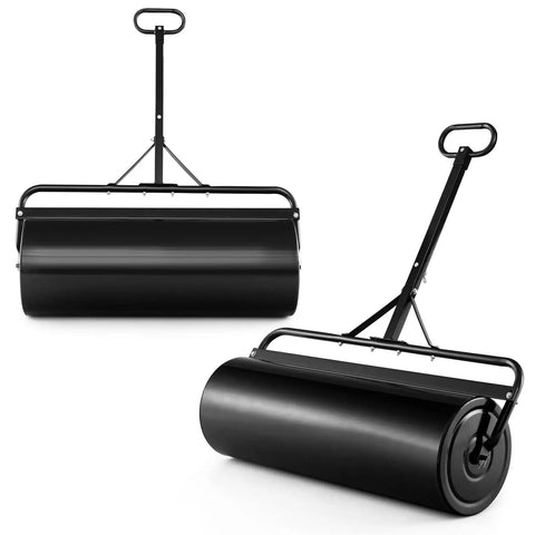 Tow Behind Lawn Roller With 30 Gallon Water Sand Fill For Tractor Push And Pull, Heavy Duty Rustproof Steel Frame