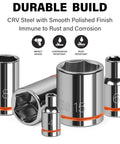 One Quarter Inch Drive Metric Master Socket Set, 14 Piece Shallow 6 Point Hex Socket Kit Covering 4mm To 15mm, shown with chrome vanadium steel sockets.