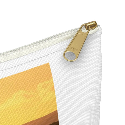 Close-up of zipper on Small Outrigger Canoe Sunset Molokai Hawaii Themed Accessory Pouch Go To Travel Organizer With Zipper Closure