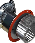 High Output Draft Inducer Furnace Motor Replacement For Carrier Systems, 65230 with metal housing and fan blades.