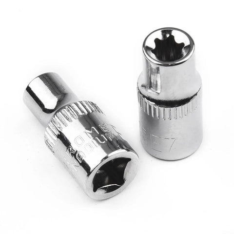 Six Piece Heat Treated Steel E Socket Set With 1/4 Drive For Heavy Duty Mechanics Gear That Lasts And Grips Tight On Bolts So You Can Fix Things Fast Like A Pro, E7 sockets